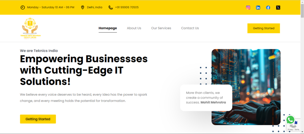 teknicsindia homepage screenshort